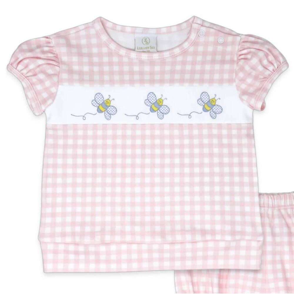 NEW LULLABY SET girls lagniappe bloomer set in pink honeycomb - Picture 2 of 2